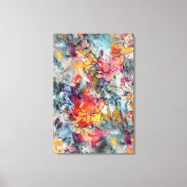 Briljant Sinaasappel Roze en Blauwgroen Abstract B Canvas Afdruk