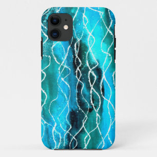 Briljant turkoois, zwart, witte golven Case-Mate iPhone case