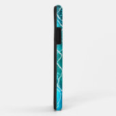 Briljant turkoois, zwart, witte golven Case-Mate iPhone case (Achterkant/rechts)