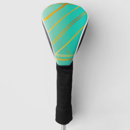 Briljant Turquoise en Goud Gepersonaliseerd Golfheadcover