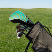 Briljant Turquoise en Goud Gepersonaliseerd Golfheadcover (Insitu)