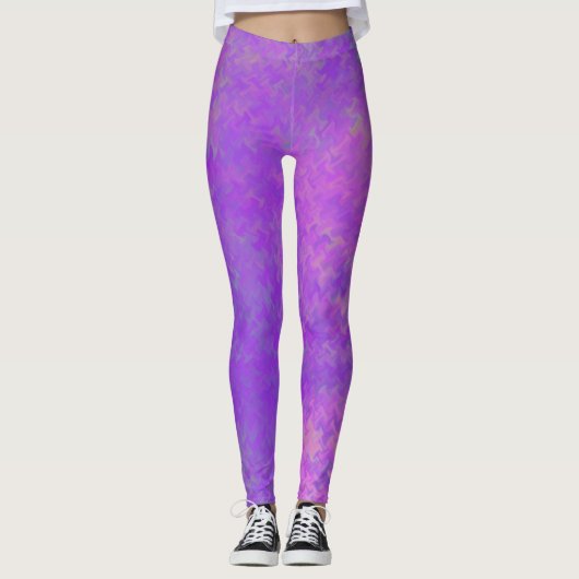 Briljant Violet Artsy-gebarmerd patroon Leggings (Voorkant)