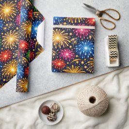 Briljant vuurwerkpatroon middernacht cadeaupapier