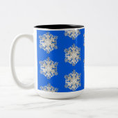 Briljant Zilver IJs Blauw Kerstmis Sneeuwvlok Tweekleurige Koffiemok (Links)