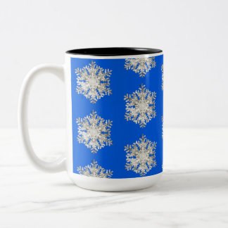 Briljant Zilver IJs Blauw Kerstmis Sneeuwvlok Tweekleurige Koffiemok