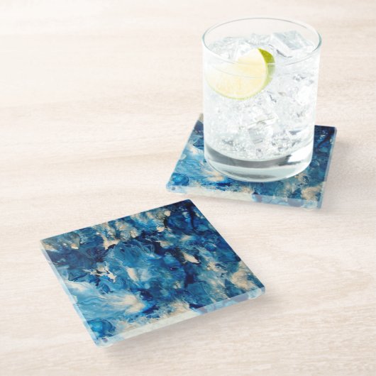 Briljantblauw marmer-Onderzetter Glazen Onderzetter (Schuin)