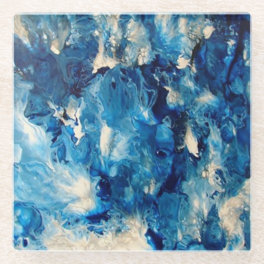 Briljantblauw marmer-Onderzetter Glazen Onderzetter (Voorkant)