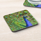 Briljantblauw peacock Beverage Coaster Bier Onderzetter (Linkerzijde)