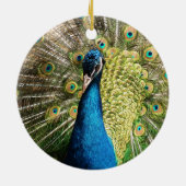 Briljantblauw Peacock Keramisch Ornament (Achterkant)