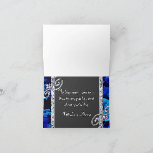 Briljantblauw Roos en diamanten zwemmen CSTM Bedankkaart (Binnen)