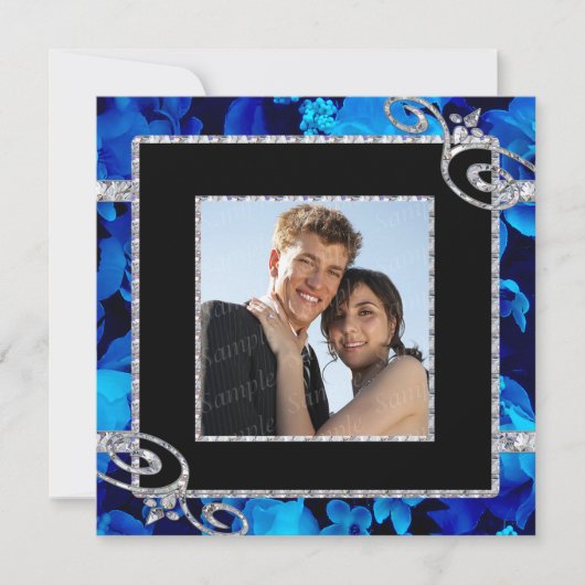 Briljantblauw Roos en diamanten zwemtocht Kaart (Voorkant)