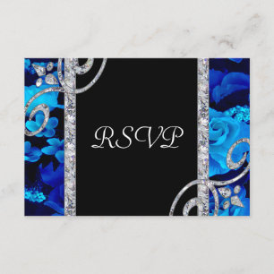 Briljantblauw Roos en diamanten zwemtocht RSVP Kaartje