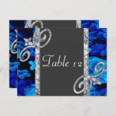 Briljantblauwe Rozen & Diamantwervelingen Bruiloft Briefkaart (Voorkant / Achterkant)