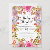 Briljantbloei Waterverf Floral Baby shower Kaart (Voorkant)