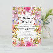 Briljantbloei Waterverf Floral Baby shower Kaart (Staand voorkant)