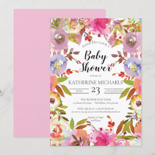Briljantbloei Waterverf Floral Baby shower Kaart
