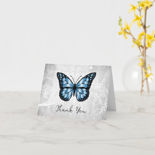 Briljante blauwe vlinder Hartelijk dank voor uw ka Kaart (Gele Bloem)