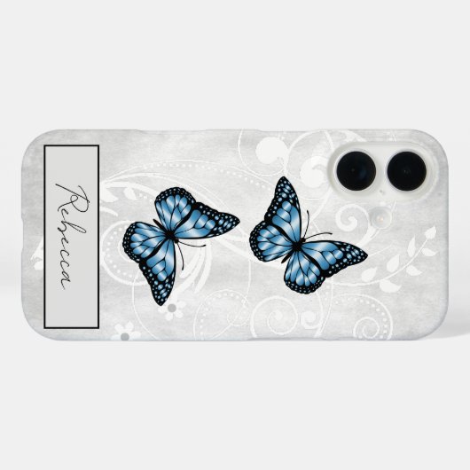 Briljante blauwe vlinders Case-Mate iPhone case (Achterkant (horizontaal))