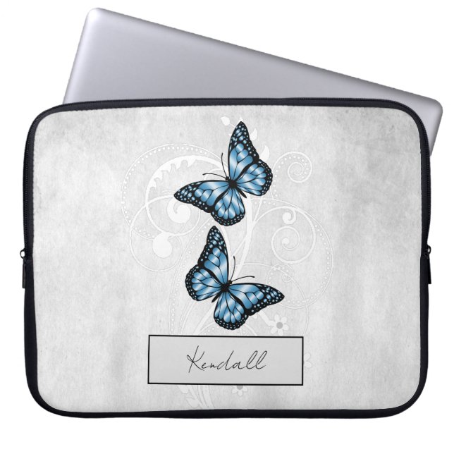 Briljante blauwe vlinders laptop sleeve (Voorkant)