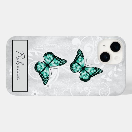 Briljante Blauwgroen Vlinders Case-Mate iPhone Case (Achterkant (horizontaal))