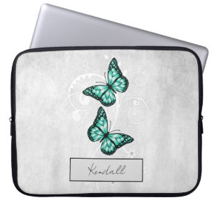Briljante Blauwgroen Vlinders Laptop Sleeve