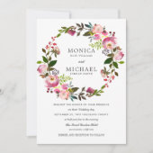 briljante bloei | Elegante bloemenkrans bruiloft Kaart (Voorkant)