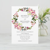 briljante bloei | Elegante bloemenkrans bruiloft Kaart (Staand voorkant)