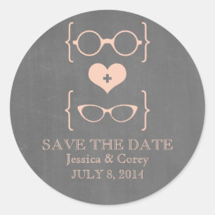 Briljante Brillen Schoolbord 'Save the Date'-stick Ronde Sticker