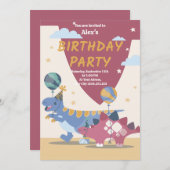 Briljante Dino-feestuitnodigingen: Leuk, makkelijk Kaart (Voorkant / Achterkant)