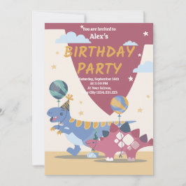 Briljante Dinosaurus Verjaardagsfeest Uitnodiging 