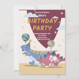 Briljante Dinosaurus Verjaardagsfeest Uitnodiging 