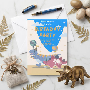 Briljante Dinosaurus Verjaardagsfeest Uitnodiging 