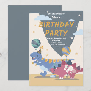 Briljante Dinosaurus Verjaardagsfeest Uitnodiging 