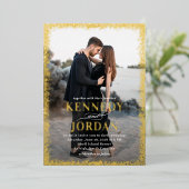 briljante gloed FOLIE foto bruiloft uitnodiging (Staand Voorkant)