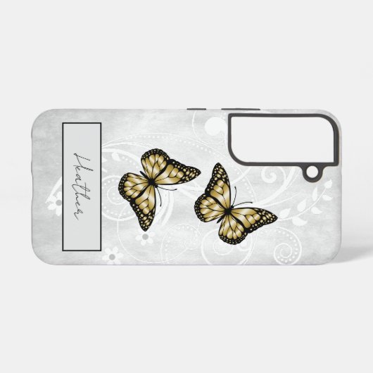 Briljante goudvlinders samsung galaxy hoesje (Achterkant horizontaal)