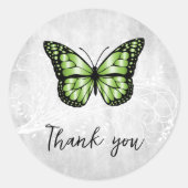 Briljante groene vlinder Dank u Ronde Sticker (Voorkant)