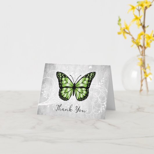 Briljante groene vlinder Hartelijk dank Kaart (Gele Bloem)