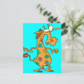briljante hippie bloemen giraffe cartoon briefkaart (Staand voorkant)