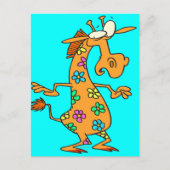 briljante hippie bloemen giraffe cartoon briefkaart (Voorkant)