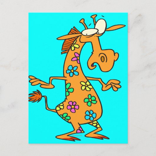briljante hippie bloemen giraffe cartoon briefkaart (Voorkant)