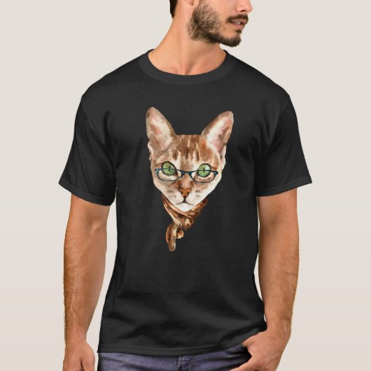 Briljante Kat Met Bril T-shirt (Voorkant)