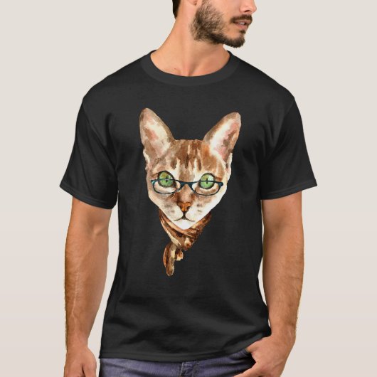 Briljante Kat Met Bril T-shirt (Voorkant)