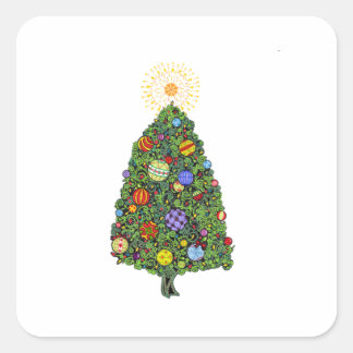 Briljante kerstboom vierkante sticker