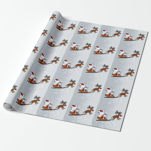 Briljante kerstfeestelijke bunny cadeaupapier (Uitgerold)