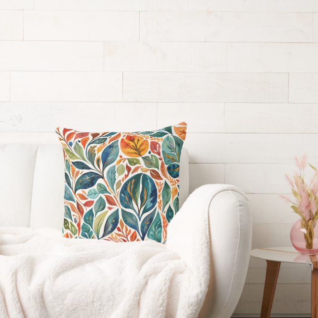 Briljante kleur Abstracte bladeren Kussen (Bank)