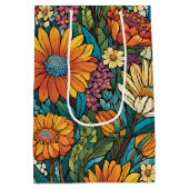 Briljante kleur Mozaïek Bloemen Medium Cadeauzakje (Achterkant)