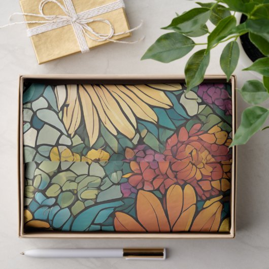 Briljante kleur Mozaïek Bloemen Tissuepapier (Geschenk)