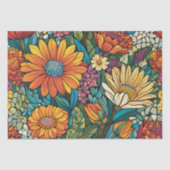 Briljante kleur Mozaïek Bloemen Tissuepapier (Voorkant)