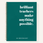 Briljante leraar Modern Trendy Stijlvol Groen Notitieboek (Voorkant)
