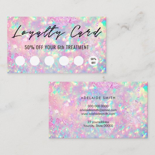 Briljante loyaliteitskaart met opale textuur visitekaartje (Voorkant / Achterkant)